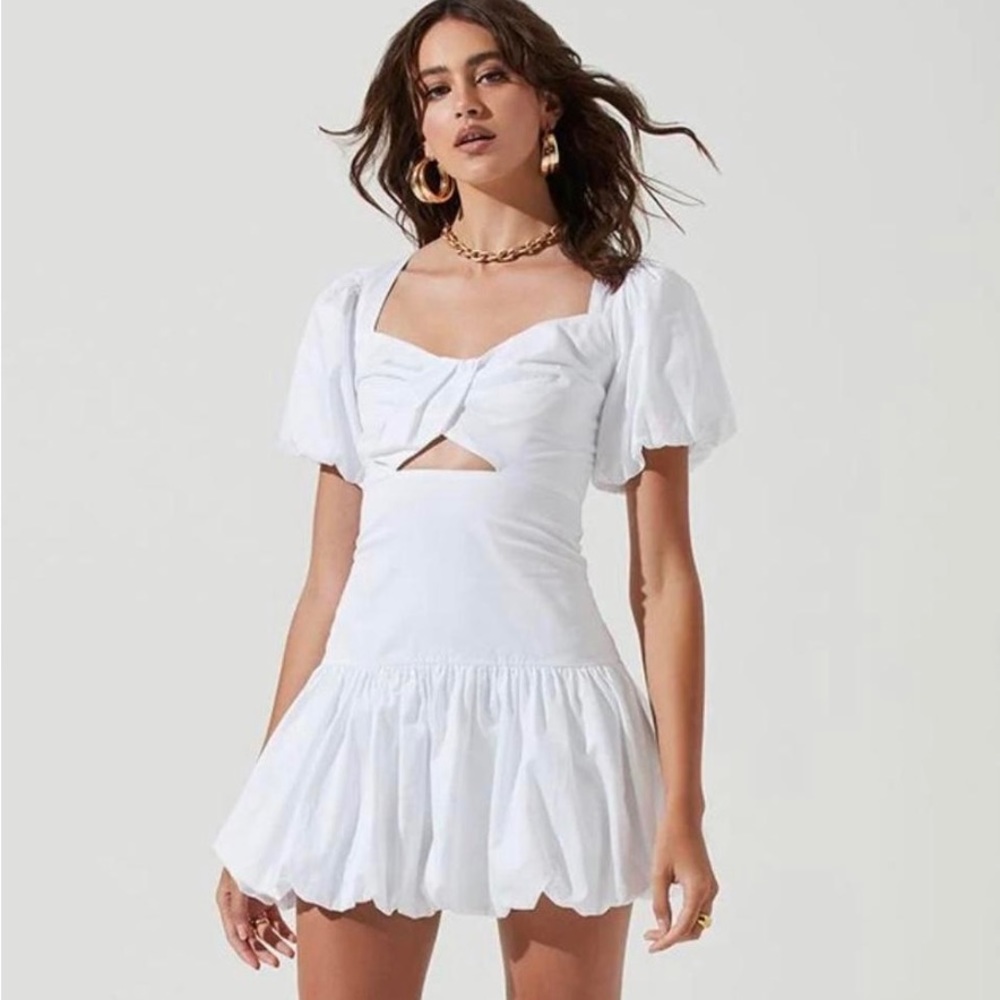 Astr syah puff bubble mini dress